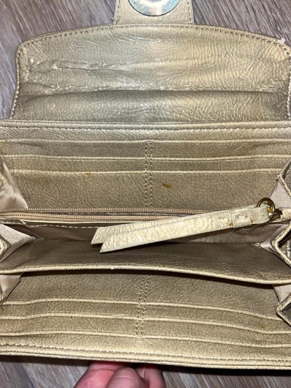 Coach Metallic Gold Leather Turn-Lock Wristlet Wallet